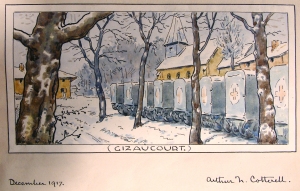 Cotterell, Ambulances at Gizaucourt, winter 1917