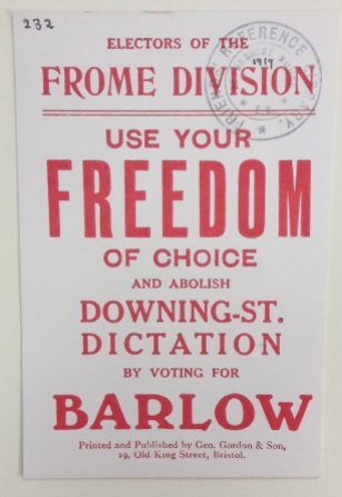 1918 election cards for John E. Barlow (Library reference: Box L 228/2)