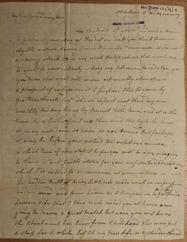 Letter from Jane Pearson to Hannah Tipping